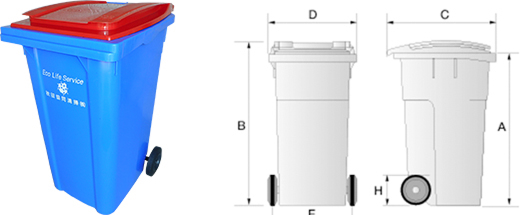 2輪キャスター付ごみ容器